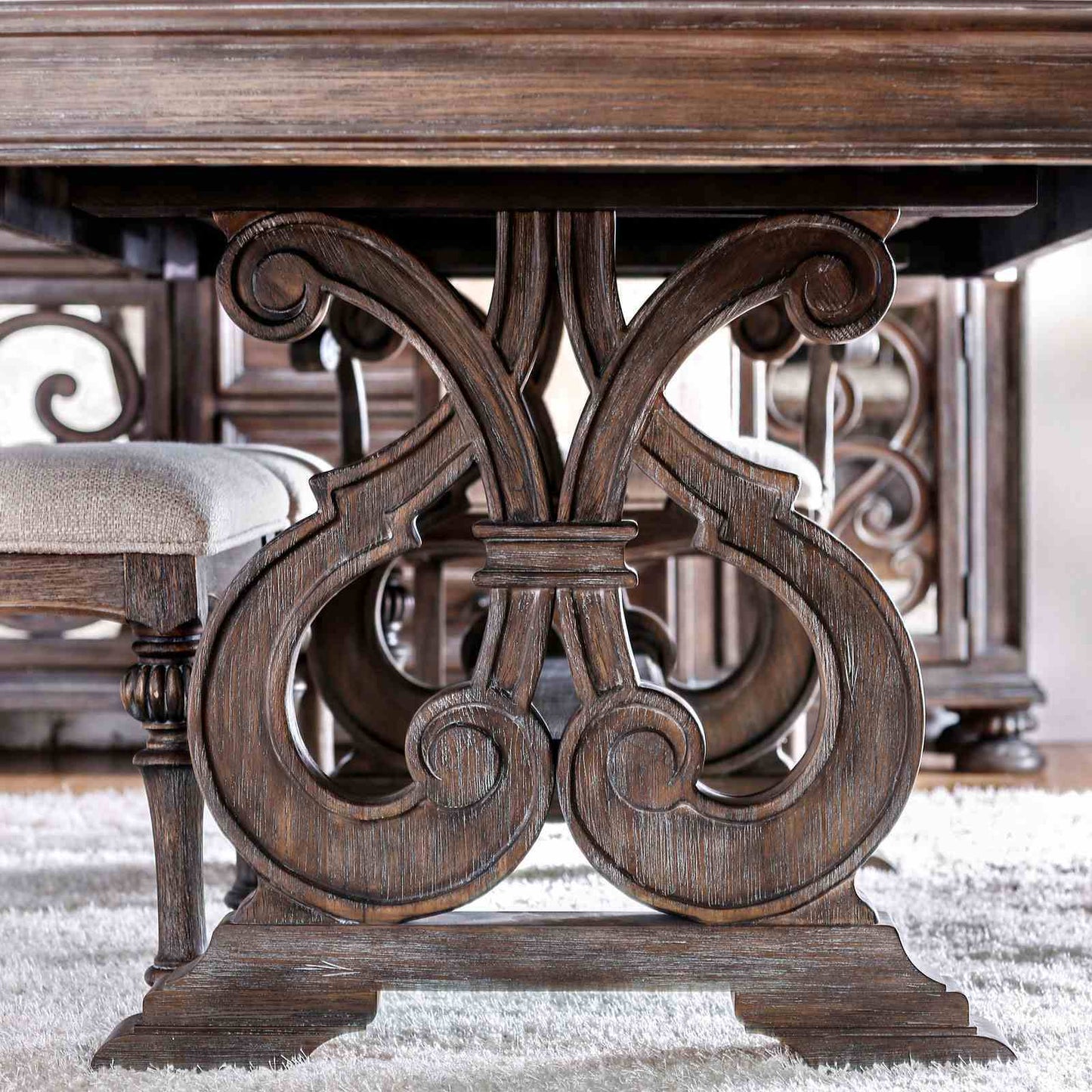 Rustic Dining Set With Table And Upholstered Chairs