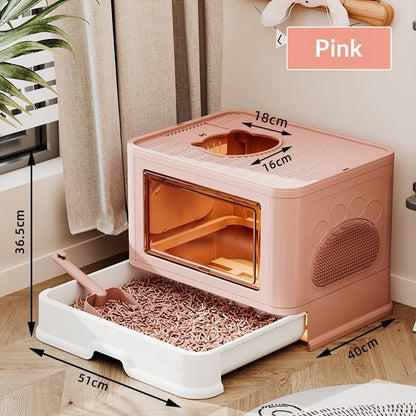 Enclosed Extra-Large Drawer-Type Cat Litter Box
