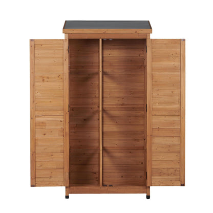 Outdoor Storage Shed With Vertical Tool Cabinet For Backyard