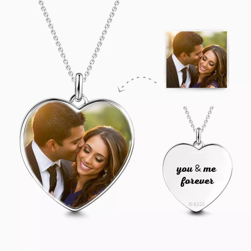Heart Shaped Photo Engraving DIY Engraving Personalized Necklace
