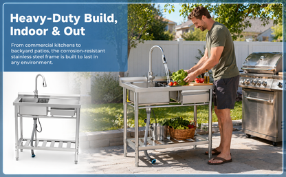 Stainless Steel Utility Sink, Freestanding Sink