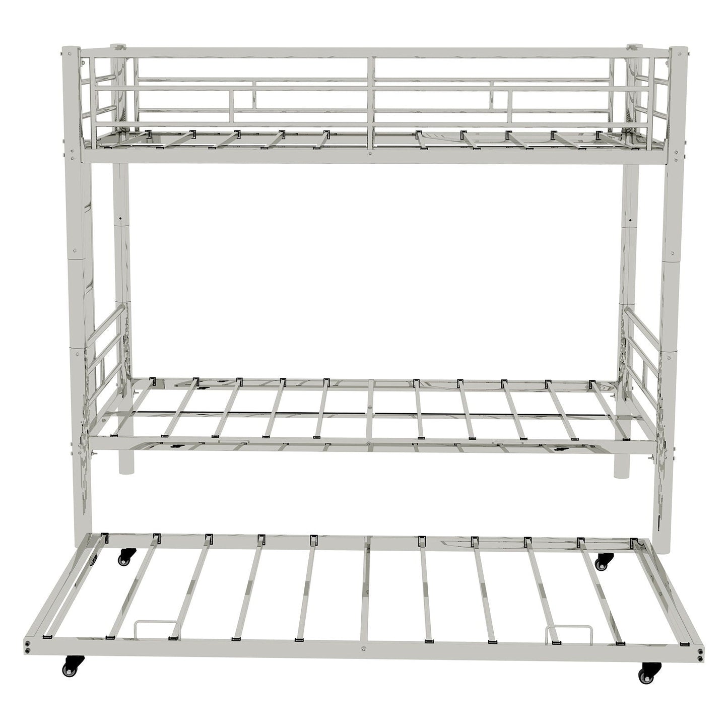 Bunk Bed For Kids, Convertible Frame With Ladders & Guardrail
