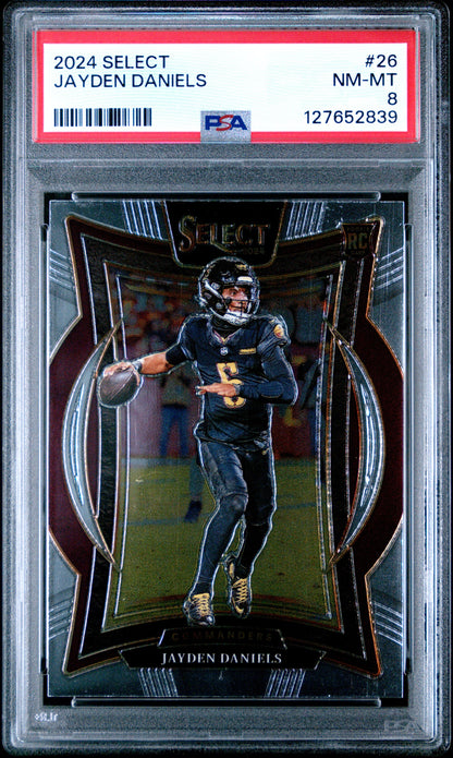 Graded 2024 Panini Select Jayden Daniels #26 Rookie RC Football Card PSA 8 Near Mint