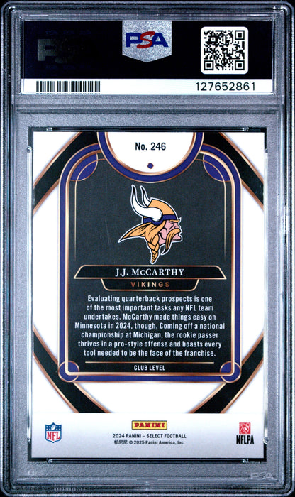 Graded 2024 Panini Select JJ McCarthy #246 Rookie RC Football Card PSA 9 Mint