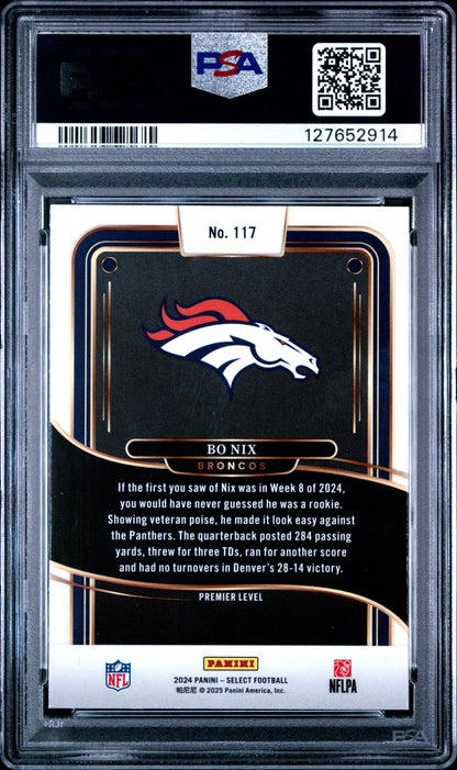 Graded 2024 Panini Select Bo Nix #117 Rookie RC Football Card PSA 6 Excellent
