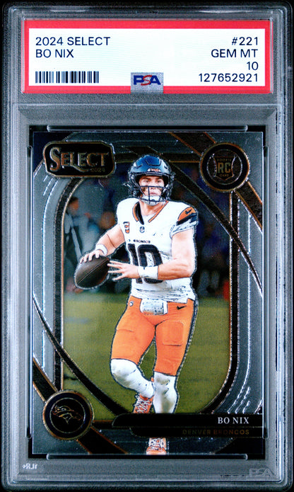 Graded 2024 Panini Select Bo Nix #221 Rookie RC Football Card PSA 10 Gem Mint