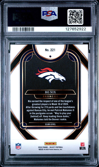Graded 2024 Panini Select Bo Nix #221 Rookie RC Football Card PSA 8 Near Mint