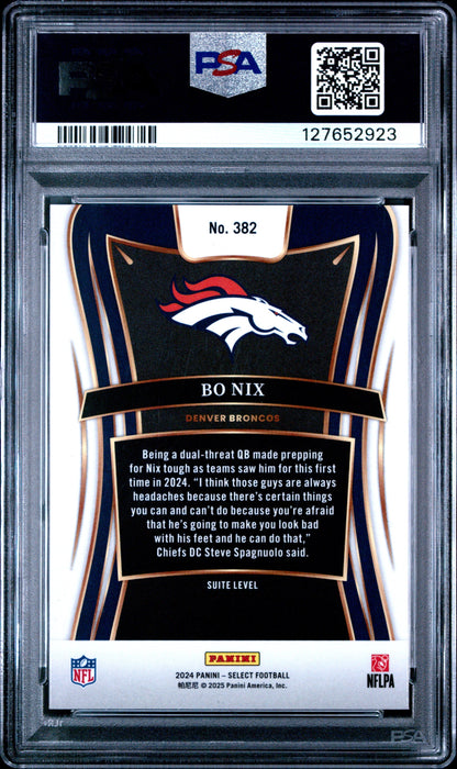 Graded 2024 Panini Select Bo Nix #382 Rookie RC Football Card PSA 10 Gem Mint