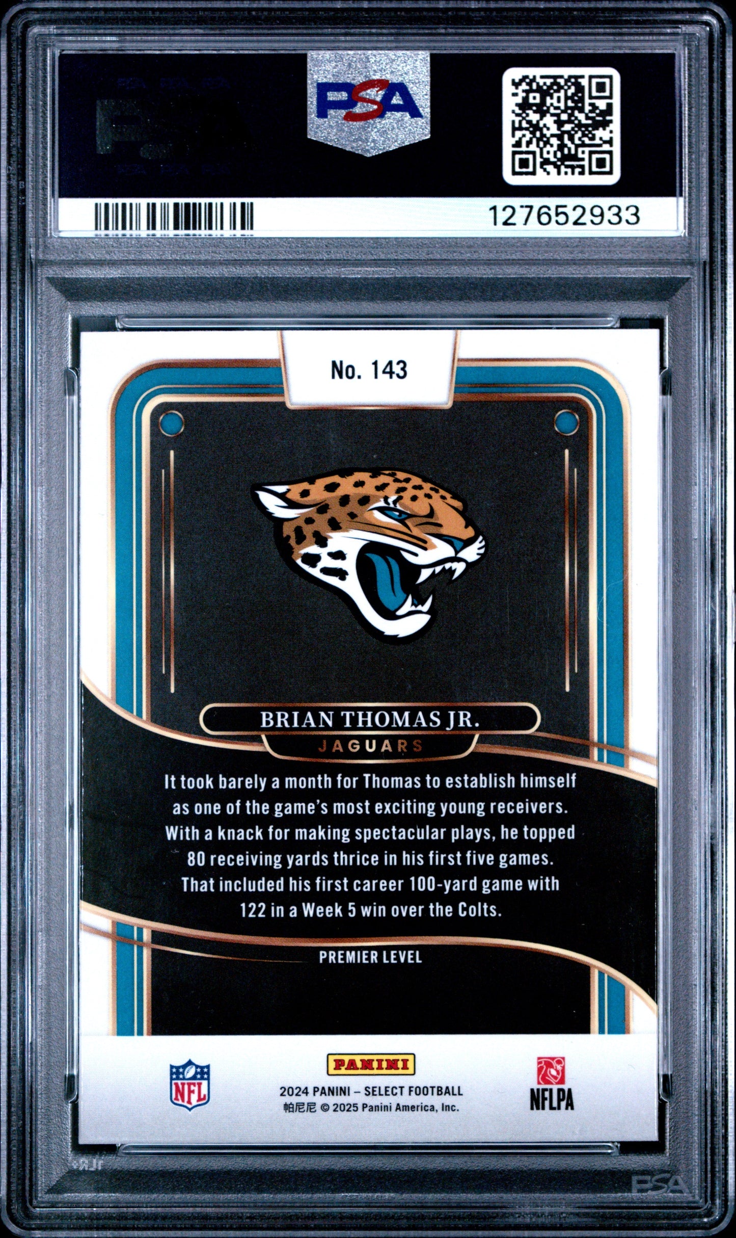 Graded 2024 Panini Select Brian Thomas Jr. #143 Rookie RC Football Card PSA 10 Gem Mint