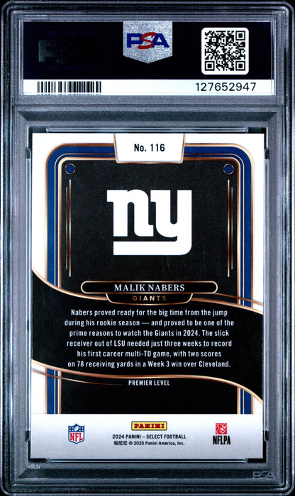 Graded 2024 Panini Select Malik Nabers #116 Rookie RC Football Card PSA 9 Mint