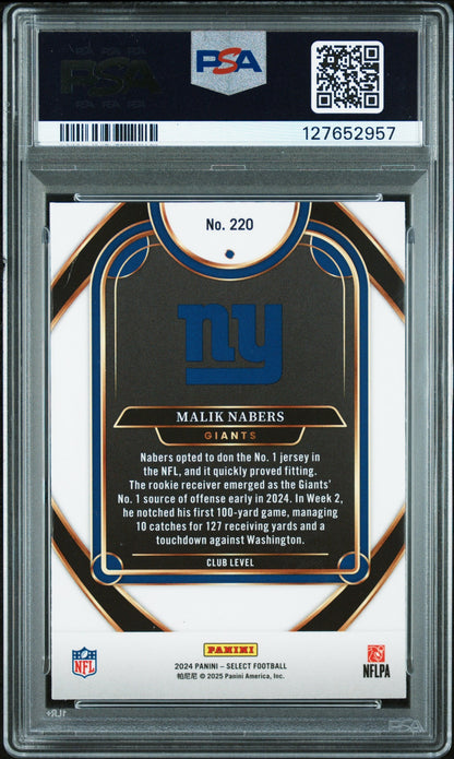 Graded 2024 Panini Select Malik Nabers #220 Rookie RC Football Card PSA 5 Excellent