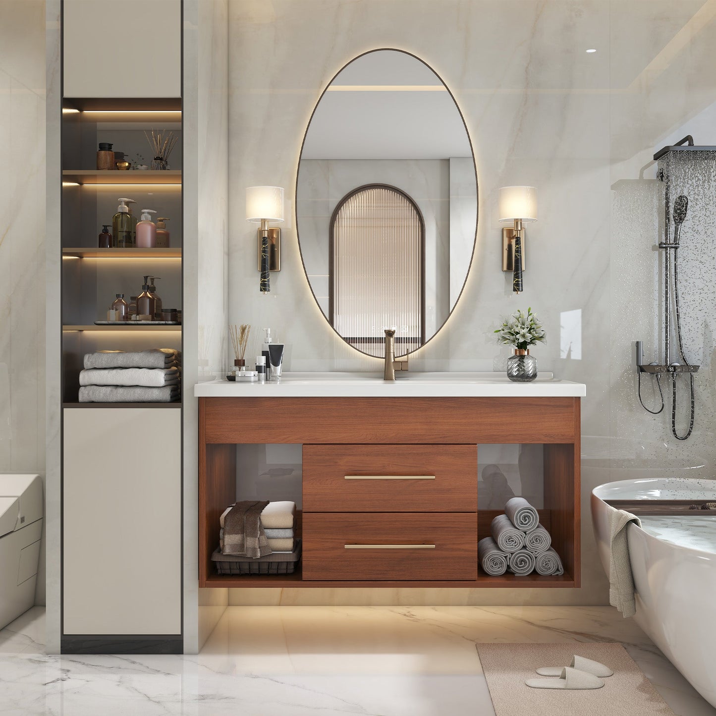 35.4" Mid-century Modern Single Bathroom Vanity