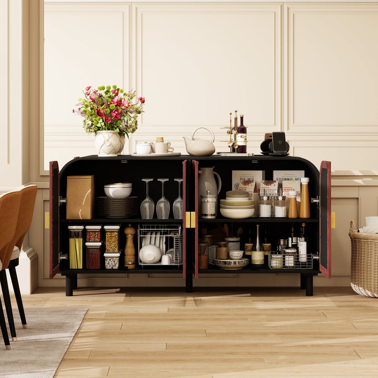 Vintage Arched Sideboard Cabinet with Mid-Century Vintage Style