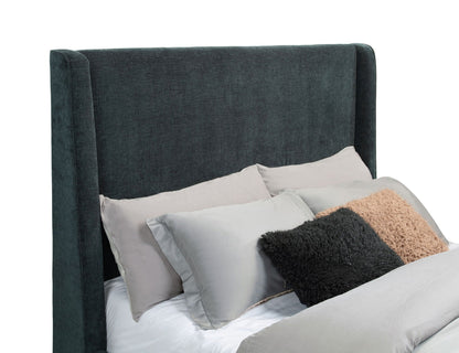 Preston Upholstered Queen Audio Flame Visualizer Bed Dark Blue