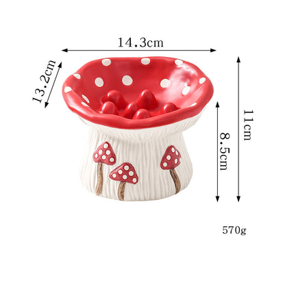 Creative Mushroom Modeling Tall Pet Bowl Cute Cat Bowl Dog Bowl Household Cat Dog Food Basin Drinking Water Bowl Cat Rice Bowl