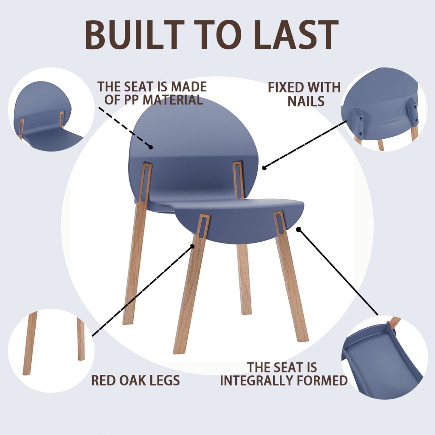 4 Piece Set Of Single Chairs, Traditional Elements With Round Table