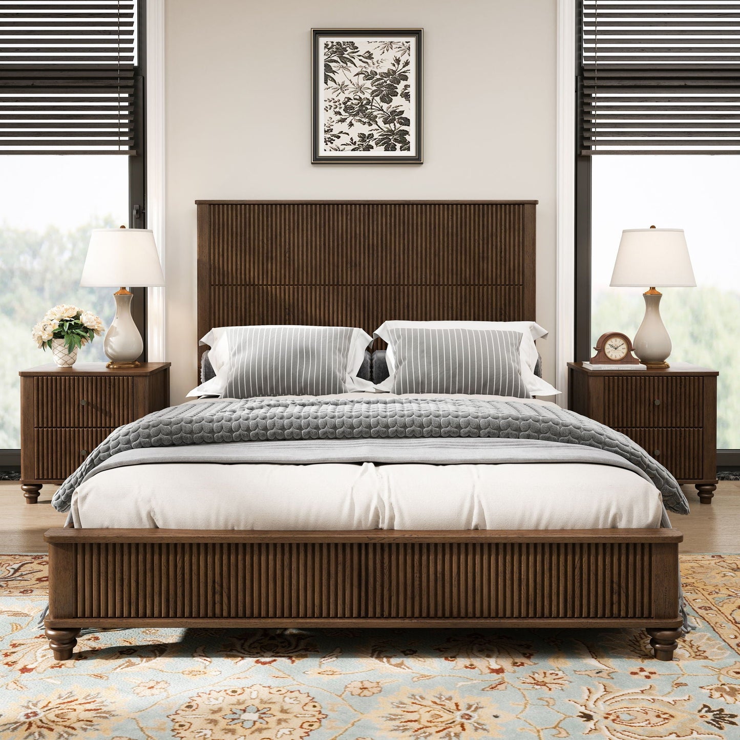 Platform Bed Frame & Tall Headboard