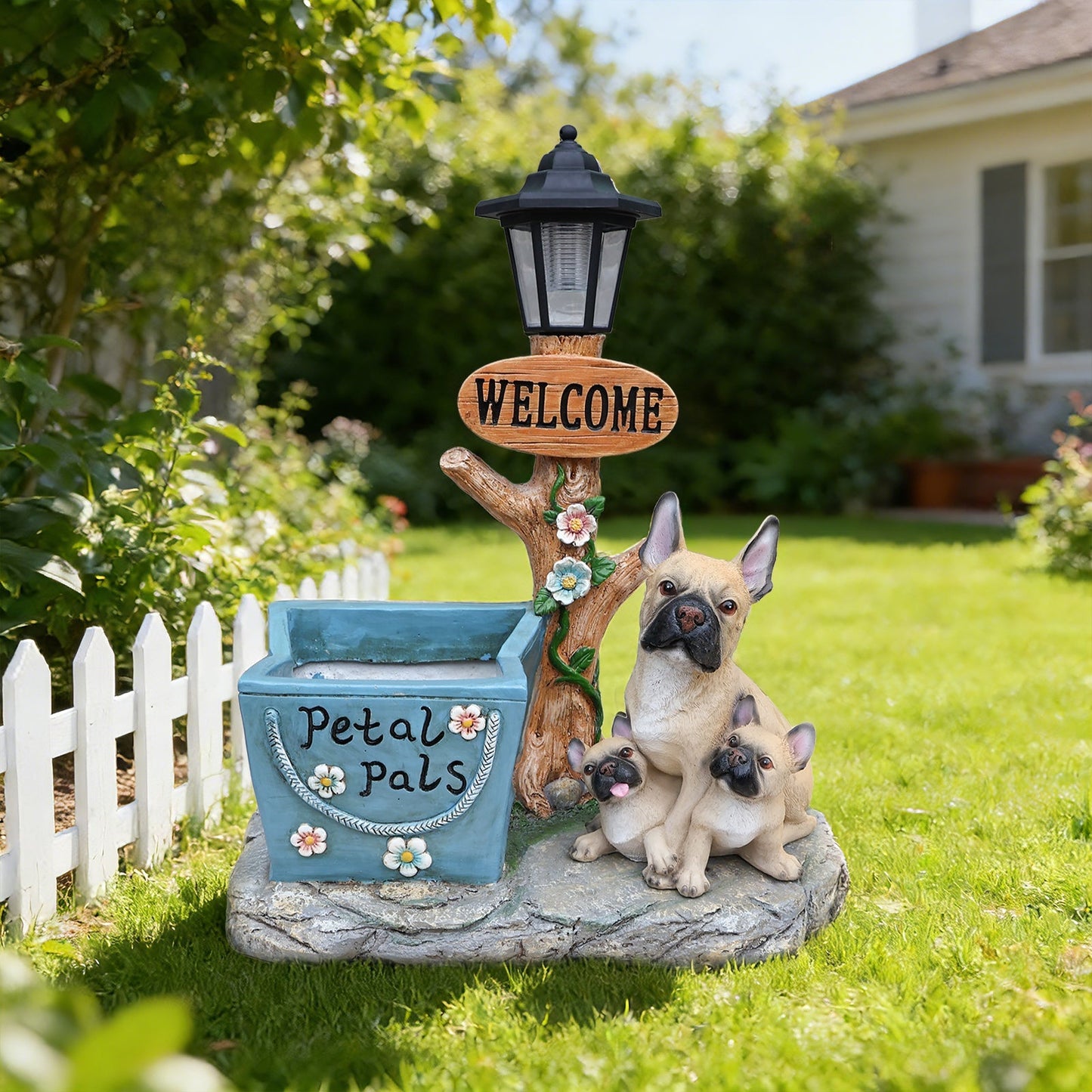 French Bulldog Family Planter Statue