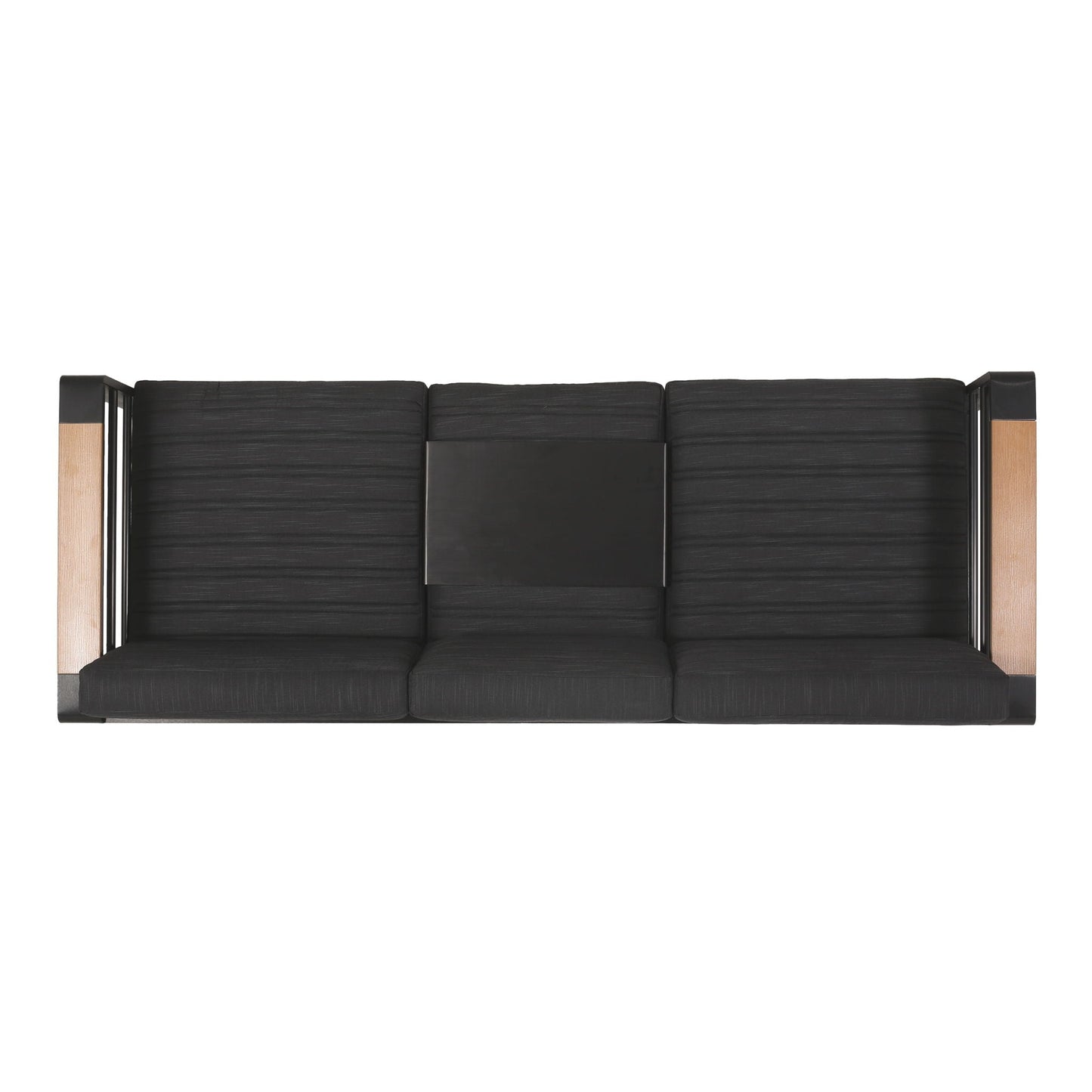 Giovanna 3-Seater Sofa with Aluminum Frame and Water-Repellent Cushions - Black