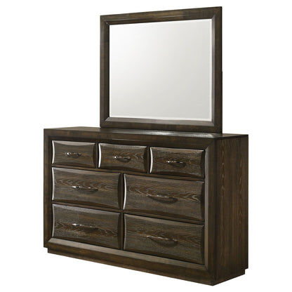Atlas 7-drawer Bedroom Dresser and Mirror Set Dark Oak