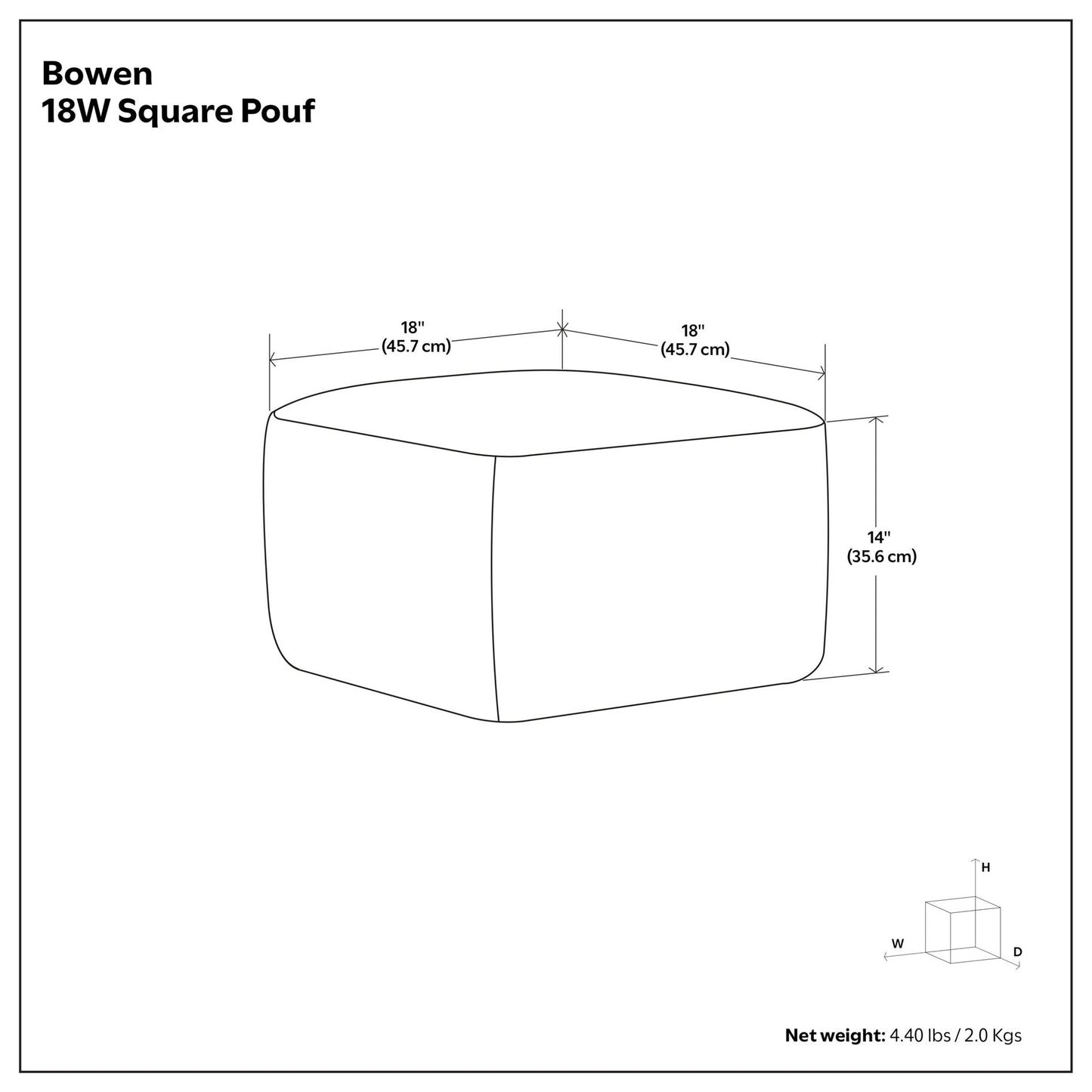 Bowen - Square Pouf - Black