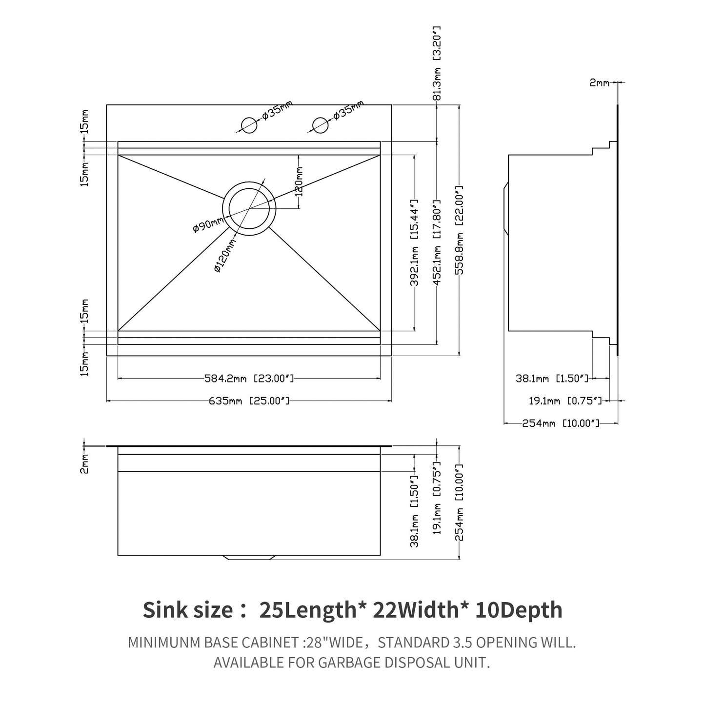 Drop In Kitchen Sink Stainless Steel 16 Gauge