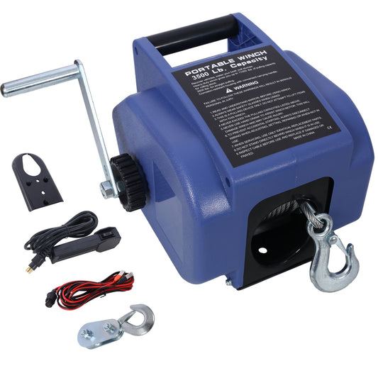 Reversible Electric 12V Trailer Winch for Boats Up to 6000 lbs - Blue