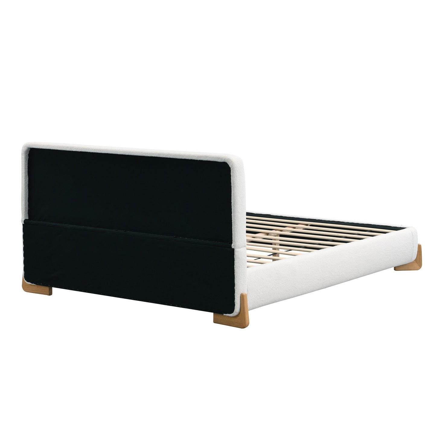 Elegant Boucle Upholstered Bed, Queen Size