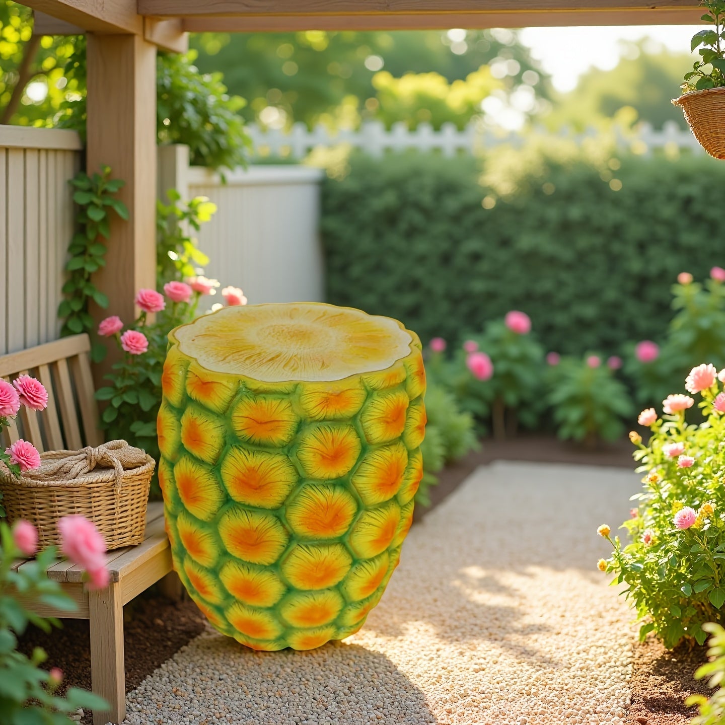 14" Oversized Pineapple Shaped Resin Stool