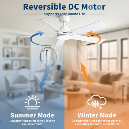 Reversible Motor Integrated LED Dimmable Ceiling Fan With Light