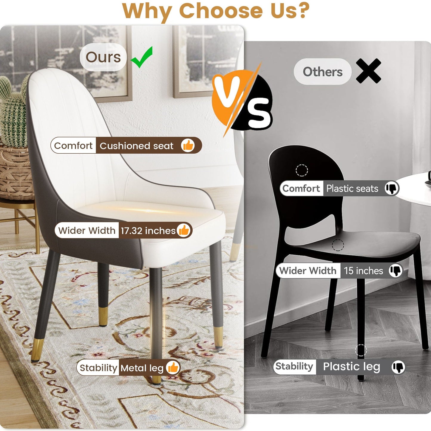 Modern Sponge-Filled Dining Chair, Solid Wood Metal Legs, Suitable For Restaurants, Living Rooms And Rooms (Set of 2)