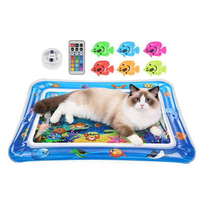 Cat Water Mat with Floating Fish & LED Lights