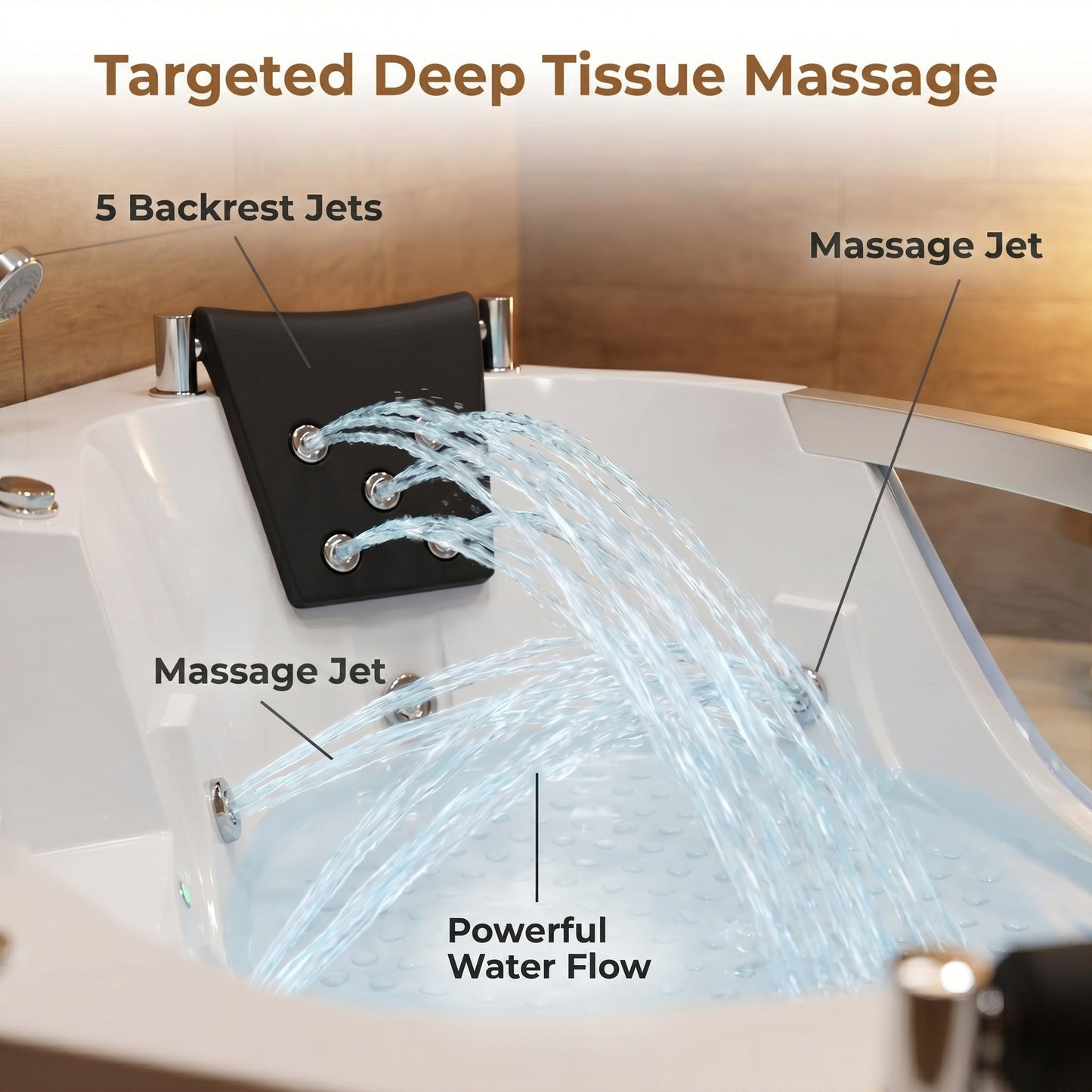 59" Light Luxury Double Corner Whirlpool Bathtub