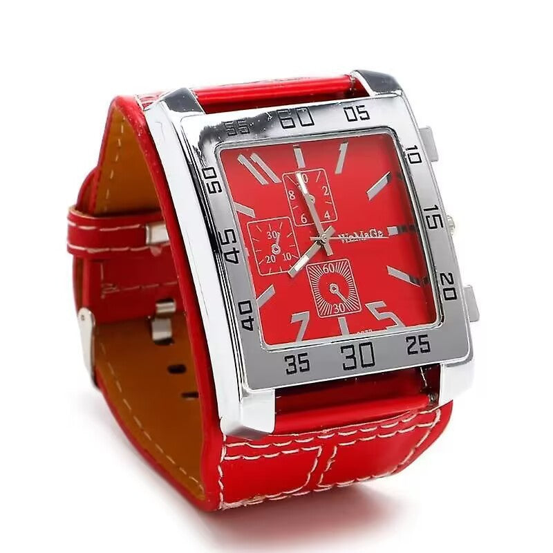 Men's Stylish And Cool Military-style Watch Square Dial Simulated Three-layer Design
