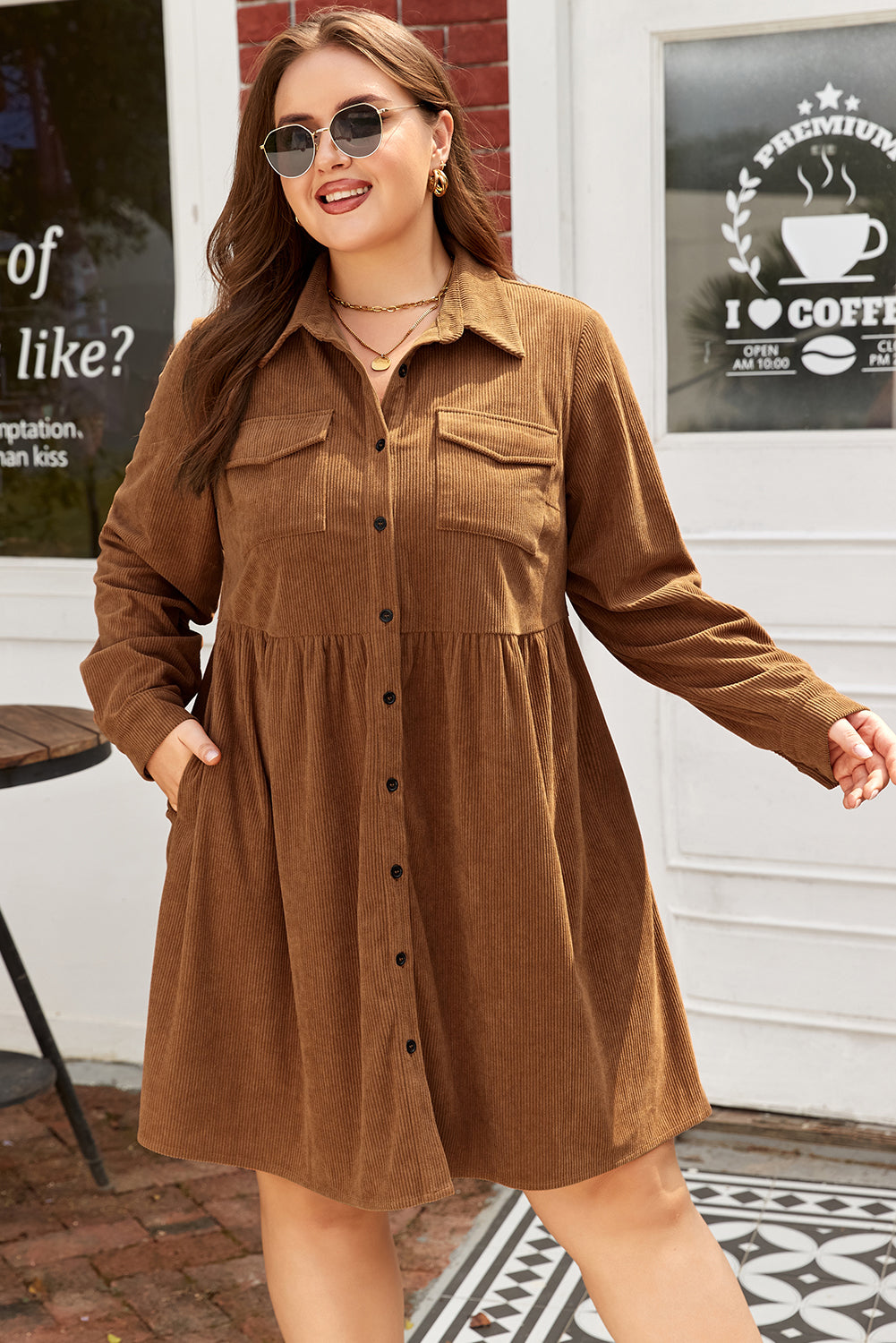 Galilea Corduroy Full Collared PLUS Shirt