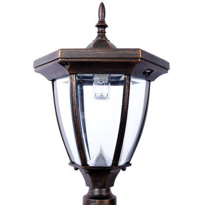 Stratford - Heavy Duty Cast Aluminum Mailbox With Post And Solar Light, Fluted Base, Decorative Modern Mailbox - Brown