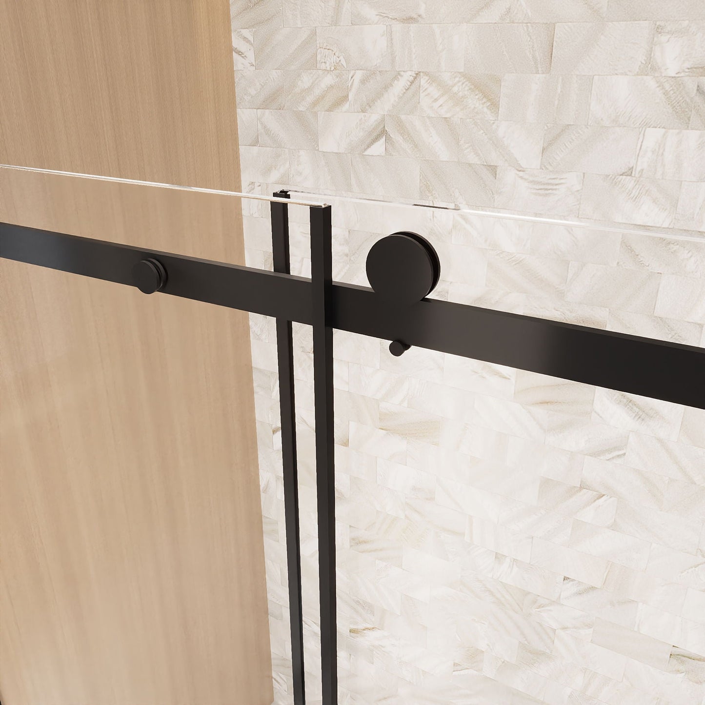 Frameless Single Sliding Shower Door, Square Tube Track