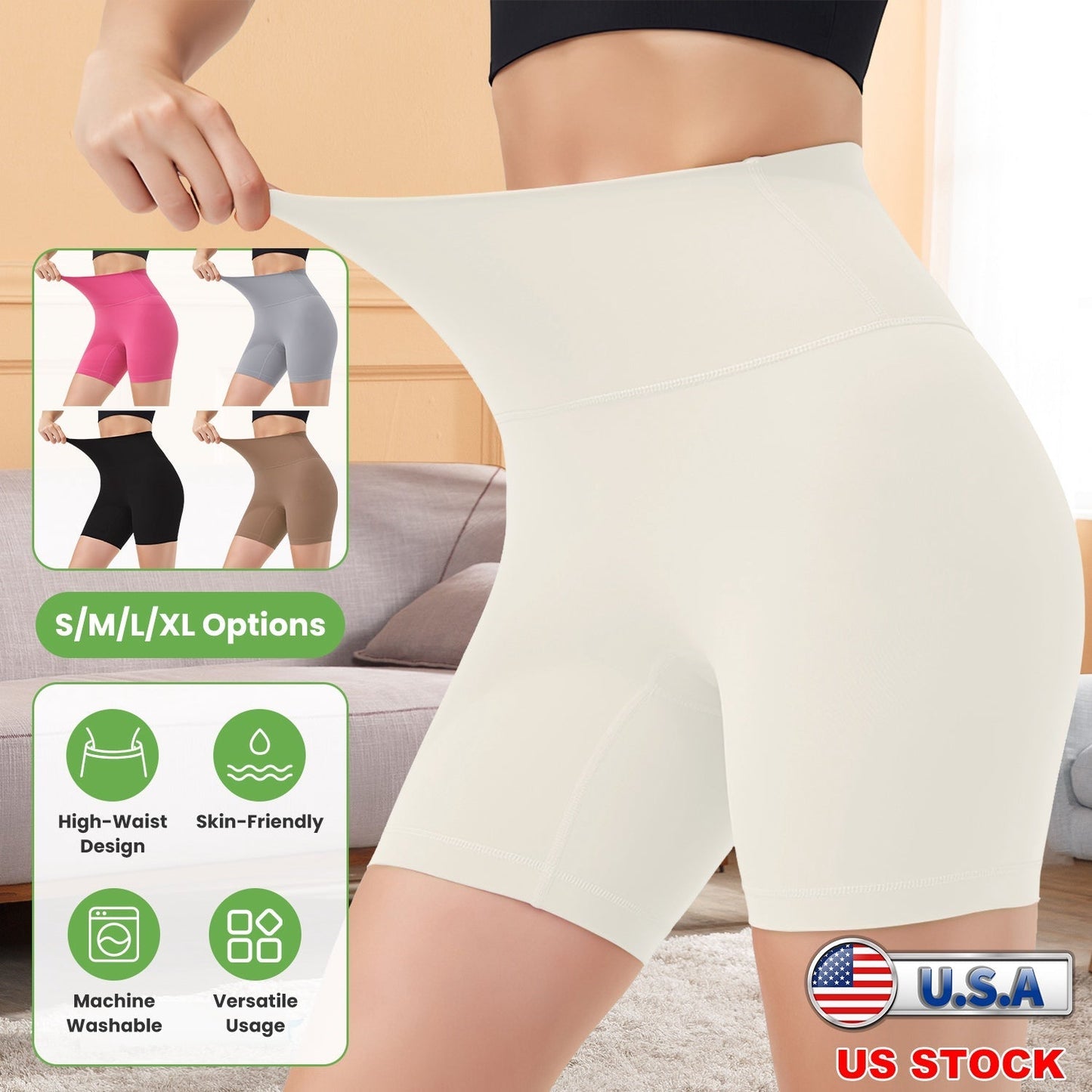 Women\'s High Waist Biker Shorts Tummy Control Pants Athletic Leggings Spandex Booty Shorts with 6.3In Inseam No Front Seam for Workout Yoga Running V