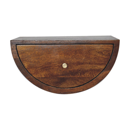 Solid Wood Chestnut Crescent Floating Nightstand