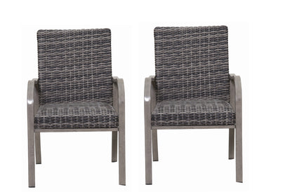2PC Outdoor Dining Chair with Hand-Painted Frame and Water-Washed Cotton Seat