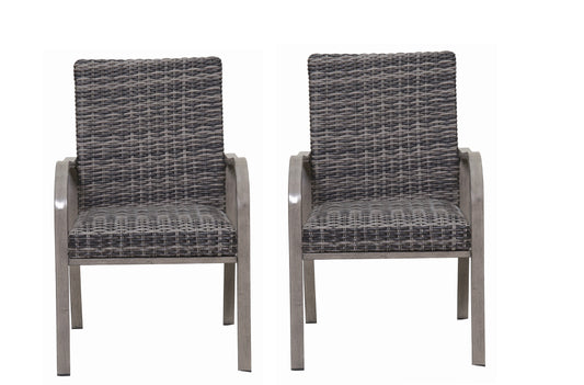 2PC Outdoor Dining Chair with Hand-Painted Frame and Water-Washed Cotton Seat