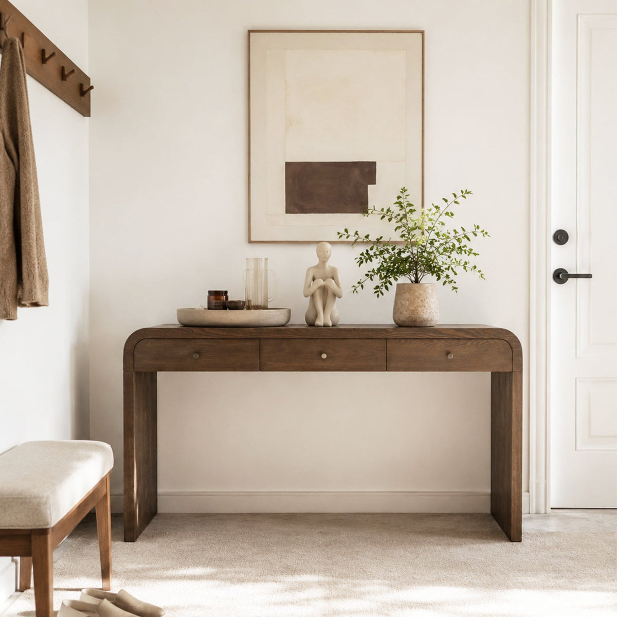 Dark Table with 3-Drawer Storage