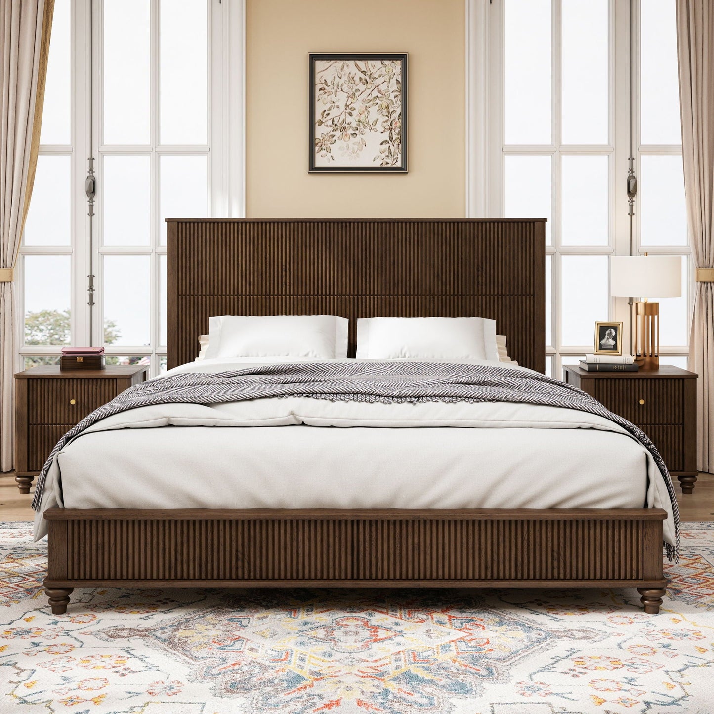 Platform Bed Frame With Tall Headboard