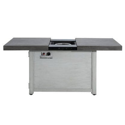 Extendable Rectangle Aluminum Alloy Fire Pit Table, 50,000 BTU