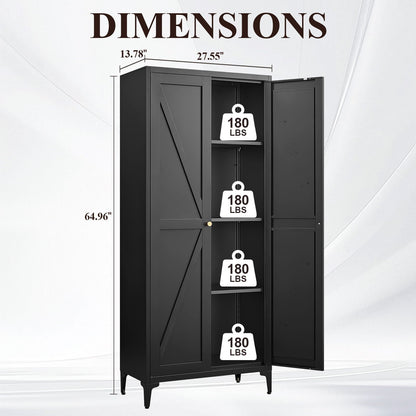 Adjustable 2 Door Kitchen Pantry Cabinet With Striped Design