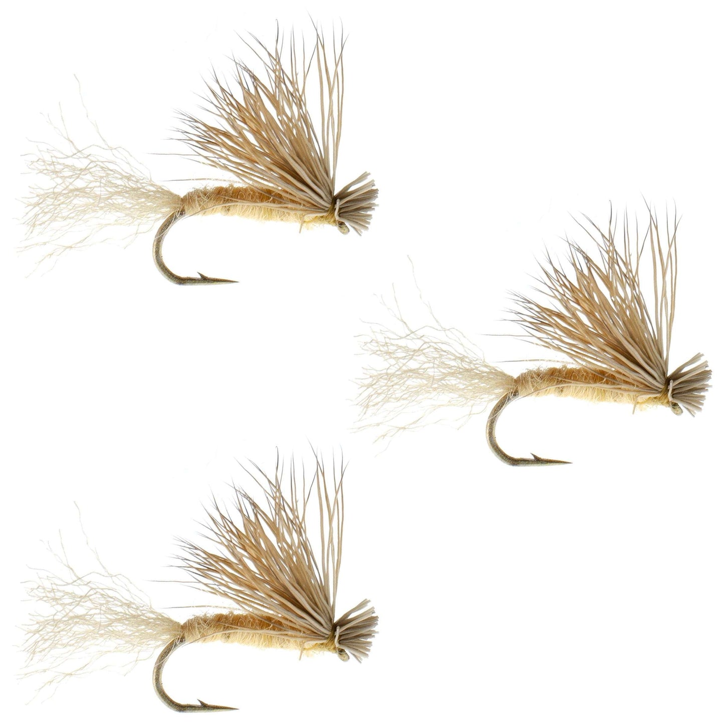 3 Pack Barbless Tan X Caddis Emerging Caddis Adult Fly - Size 14