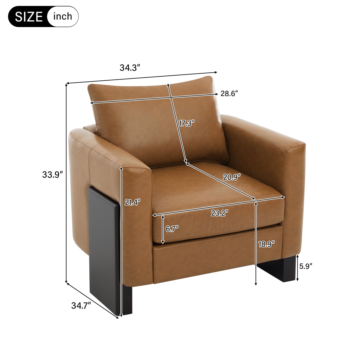 Modern Accent Chair Stylish Club Chair Armchair with Rubberwood Legs for Living Room, Bedroom, or Office