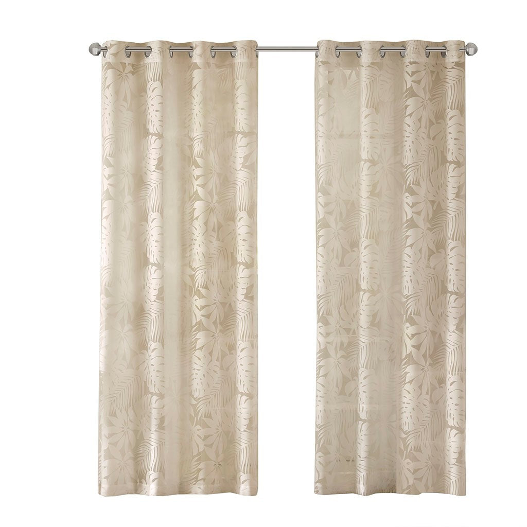 Palm Leaf Burnout Window Sheer Natural 50x84 Inches