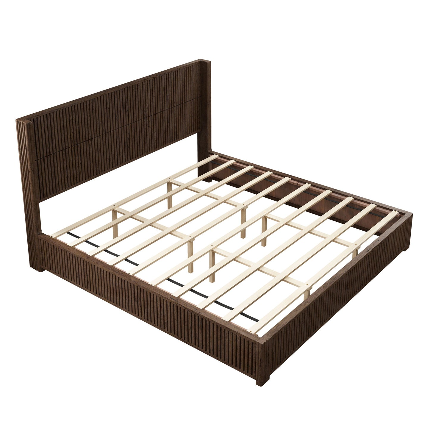 Platform Bed Frame With Headboard, Floor Standing Design