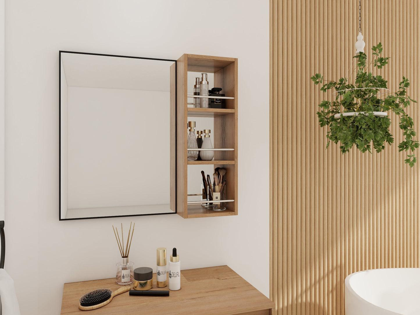 10'' Wall Mounted Bathroom Mirror Cabinet with Open Storage